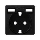SIMON - Tapa SIMON 82 para base de enchufe schuko con 2 bocas carga USB 2.1A tipo A negro mate