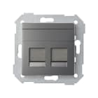 SIMON - Placa SIMON 82 V&D plana universal con guardapolvo para 2 conectores RJ45 titanio