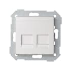 SIMON - Placa SIMON 82 V&D plana universal con guardapolvo para 2 conectores RJ45 blanco mate