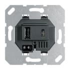 JUNG - Cargador USB con 1 toma USB tipo A y 1 toma USB tipo C negro