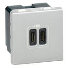 LEGRAND - Base cargador USB 2 módulos dos puertos tipo C+C - 3A - 15W - Aluminio
