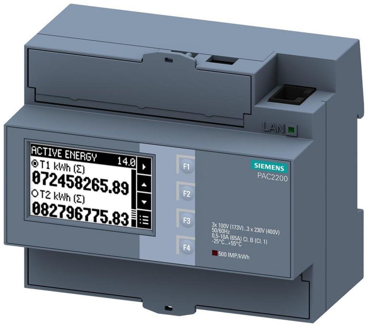 SIEMENS - Aparato de medida Sentron, 7KM PAC2200, LCD, l-l: 400V, L-N: 230V, 65A, equipo para perfil din, Modbus TCP