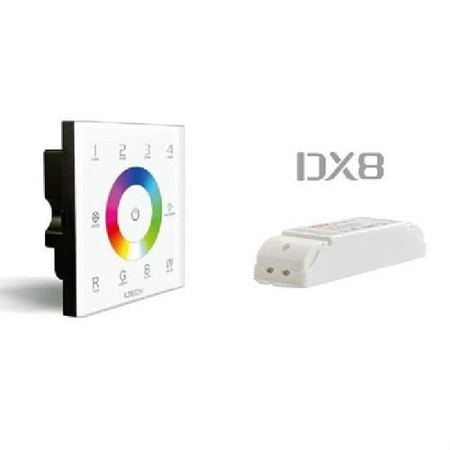 BLUELED - Controlador empotrar LTECH DX8 táctil RF DMX RGBW 4 zonas