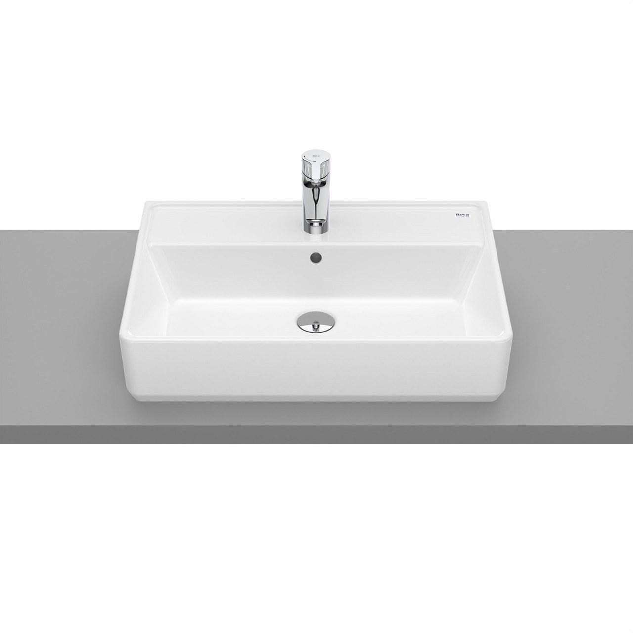 ROCA - Lavabo de sobre encimera 600x420x130 THE GAP con orificio para grifería