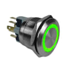GAVE - PULSADOR ANTIVANDÁLICO LUMINOSO VERDE 24V - CONTACTO MOMENTÁNEO 1NO+1NC