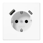 JUNG - Enchufe Schuko® con USB tipo AC serie LS blanco alpino