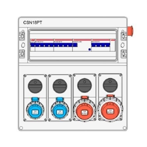 IDE - Cuadro de obra 18 módulos IP65 M4 4 bases enclavamiento seta 436x418x210