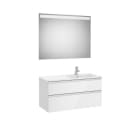 ROCA - Pack THE GAP lavabo a la derecha 1000x460 blanco con UNIK THE GAP de dos cajones y espejo Eidos