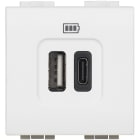 BTICINO - Base cargador USB (A+C) Livinglight - 3A - 5V - 230V - 2 módulos - Blanco