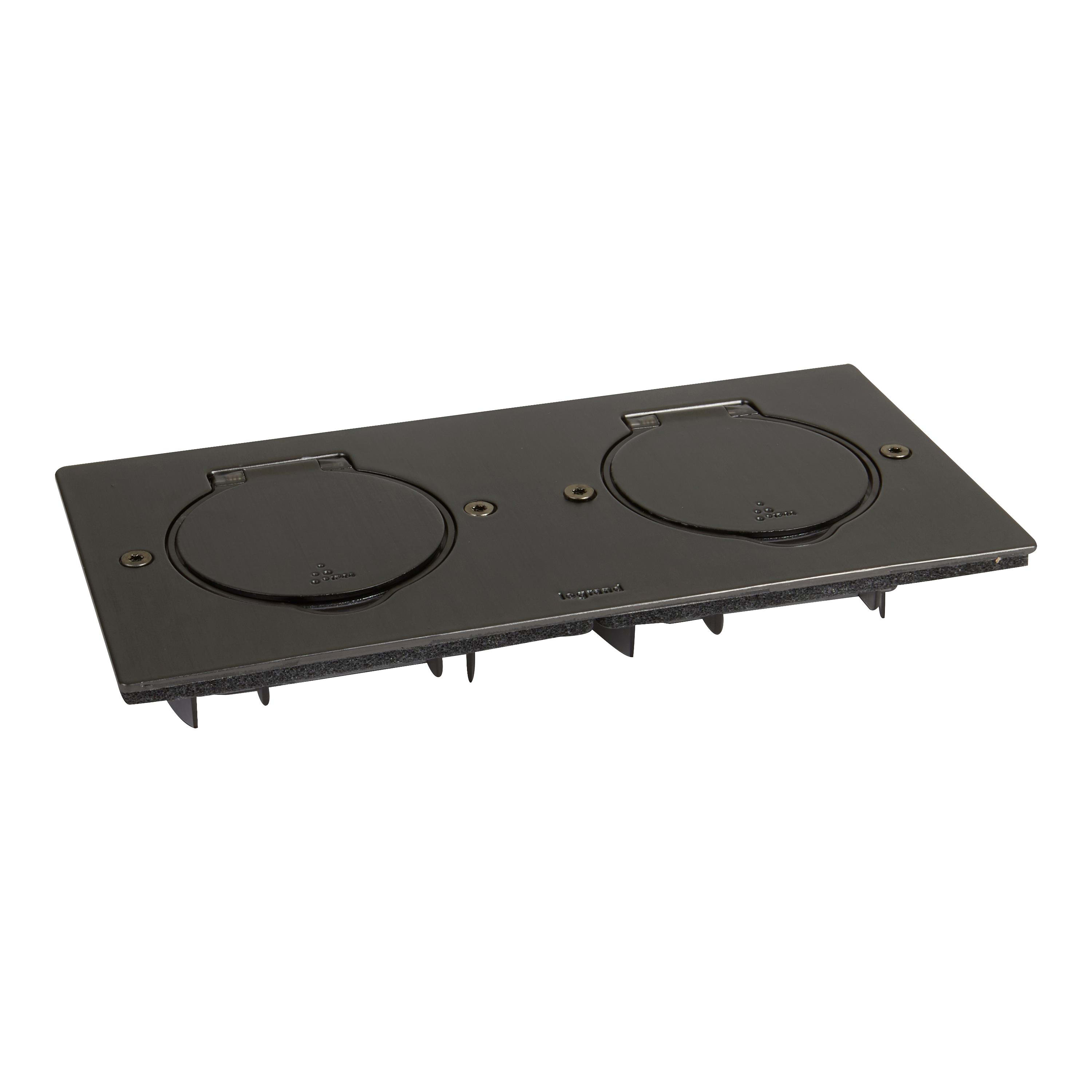LEGRAND - Placa de suelo rectangular para equipar con mecanismos Mosaic de 2 elementos - acero cepillado marrón