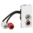 LEGRAND - Base audio Mosaic - 2 RCA hembra 1 módulo - preconectorizada - enlace de audio estéreo - Blanco