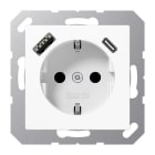 JUNG - Enchufe Schuko® cargador USB tipo A-C blanco alpino