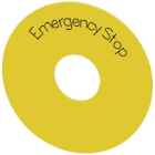 SIEMENS - Placa de fondo parada de emergencia, amarillo, con inscripción: emergency stop, diámetro externo 75mm, diámetro interno 22,5mm, grosor 2mm