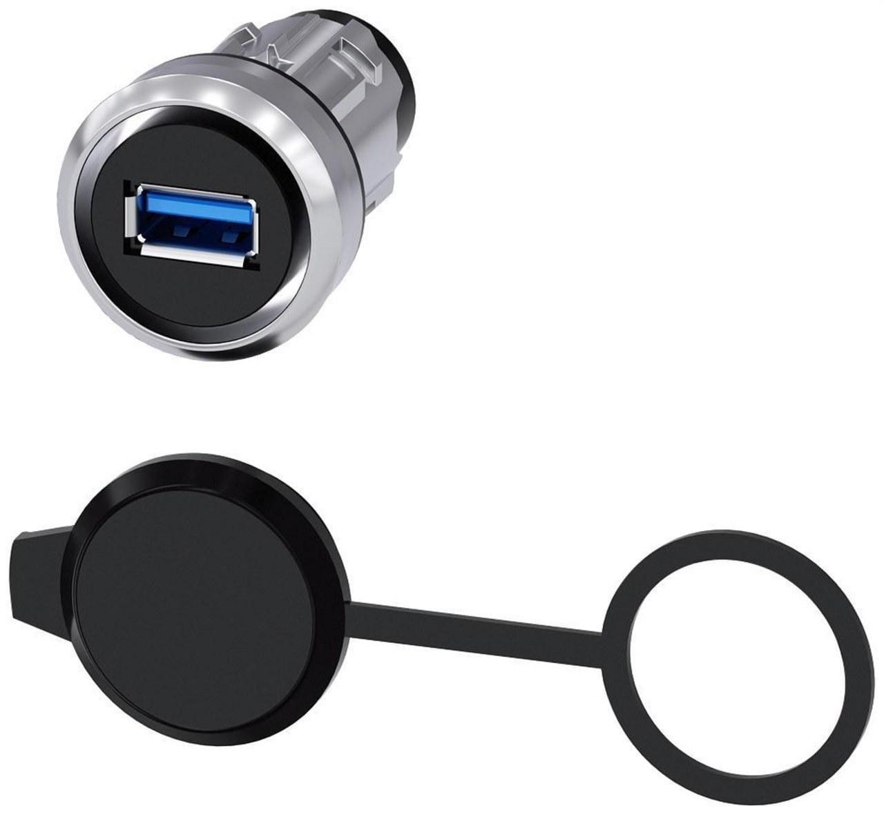 SIEMENS - Conexión USB, 22mm, metal brillante, plateado