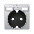 SIMON - Tapa SIMON 82 para base de enchufe schuko con 2 bocas carga USB 2.1A tipo A aluminio