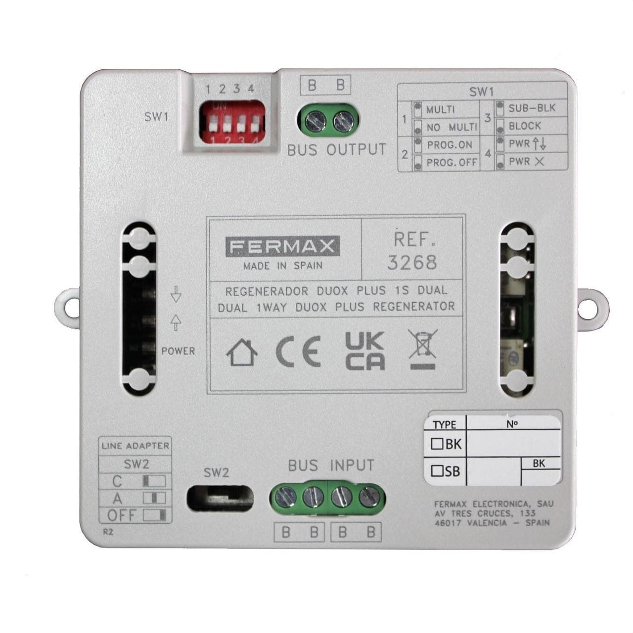 FERMAX - Regenerador DUAL DUOX PLUS 1S instalación atornillada o en carril DIN