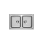 ROCA - Fregadero BUDAPEST 80 2C 2 cubetas 1 orificio válvulas 3½" y sifón