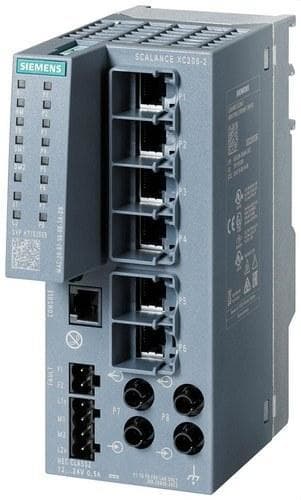 SIEMENS - Switch gestionable Scalance XC206-2, layer 2, 6 puertos RJ45 10/100 Mbit/s, 2 puertos ST/BFOC