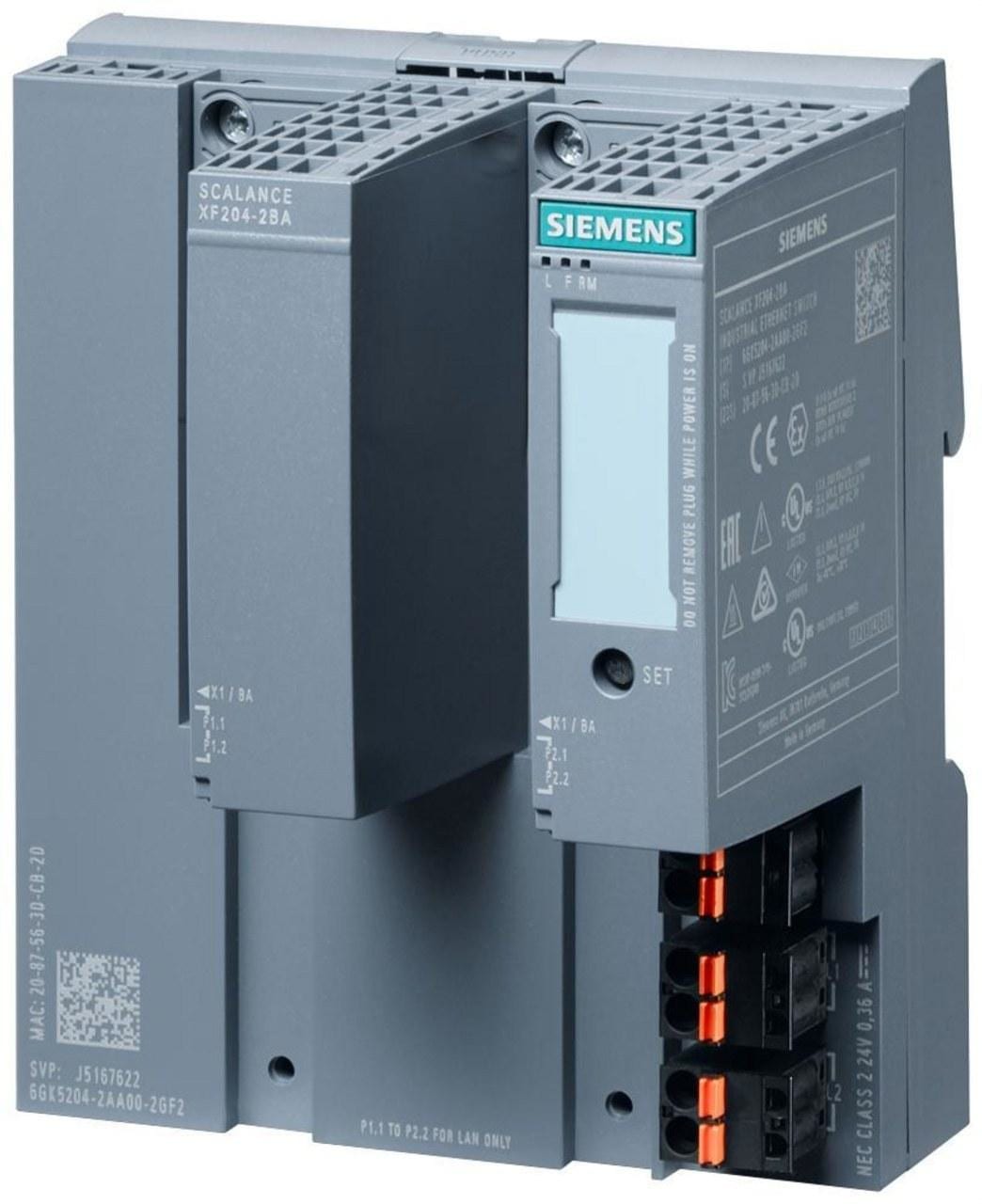 SIEMENS - Switch gestionable Scalance XF204-2BA, layer 2, 4 puertos 10/100Mbit/s, hasta 2 interfaces de Bus Adapter