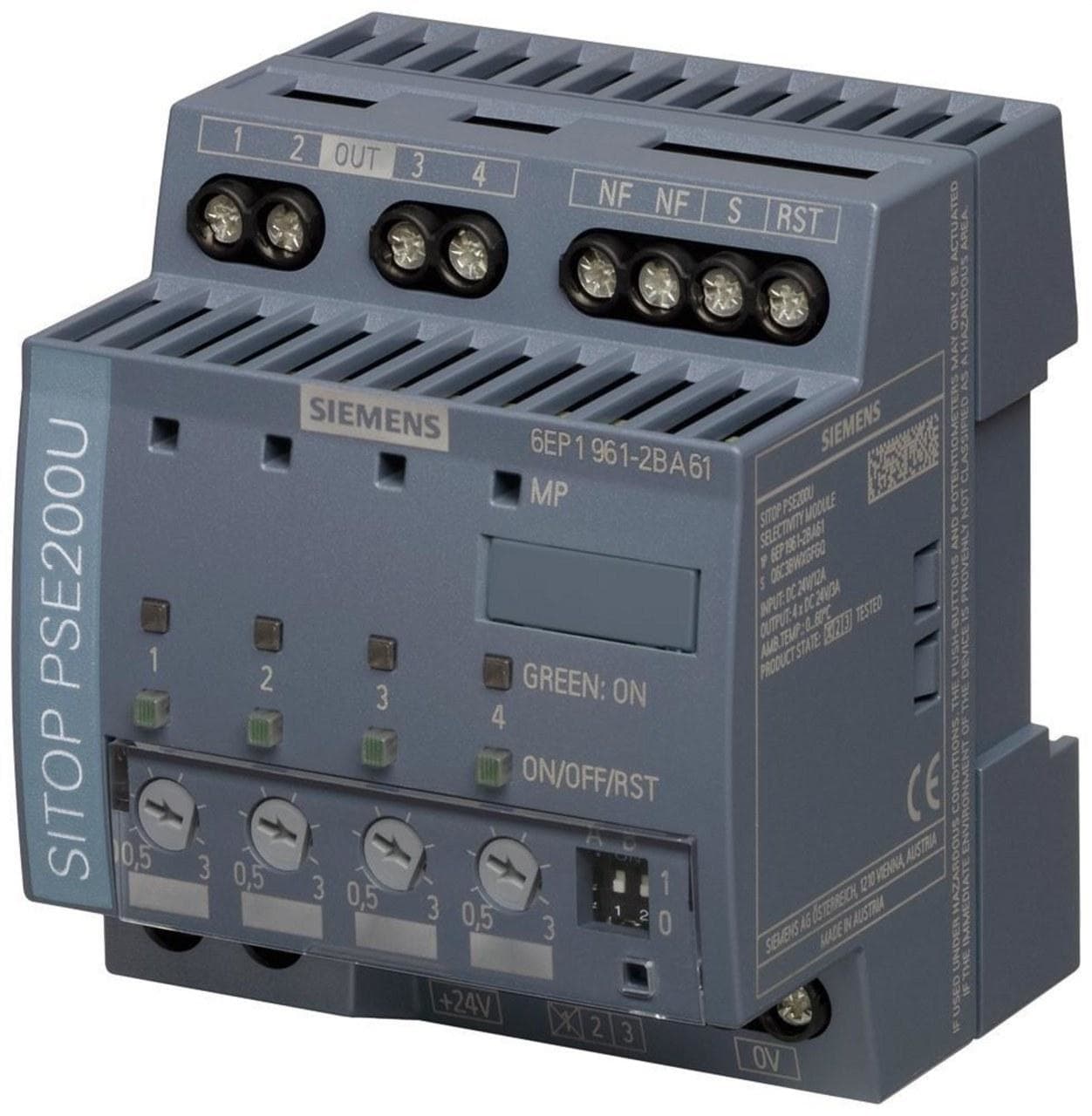 SIEMENS - Módulo de selectividad Sitop PSE200U, con mensaje de estado por canal, DC 24V/3A salida, 4 canales