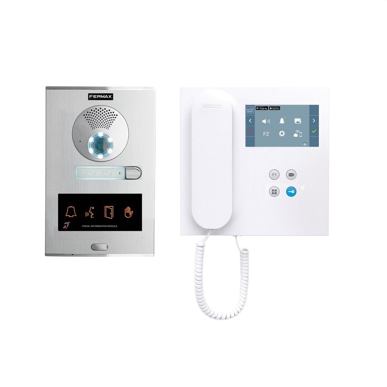 FERMAX - Kit video placa CITY ONE-TO-ONE y monitor VEO WIFI DUOX PLUS 1L con pantalla 4,3? en plástico ABS de alto impacto