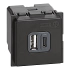 LEGRAND - Base cargador doble USB Living Now - Tipo A+C - 2 módulos