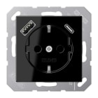 JUNG - Enchufe Schuko® cargador USB tipo A-C negro