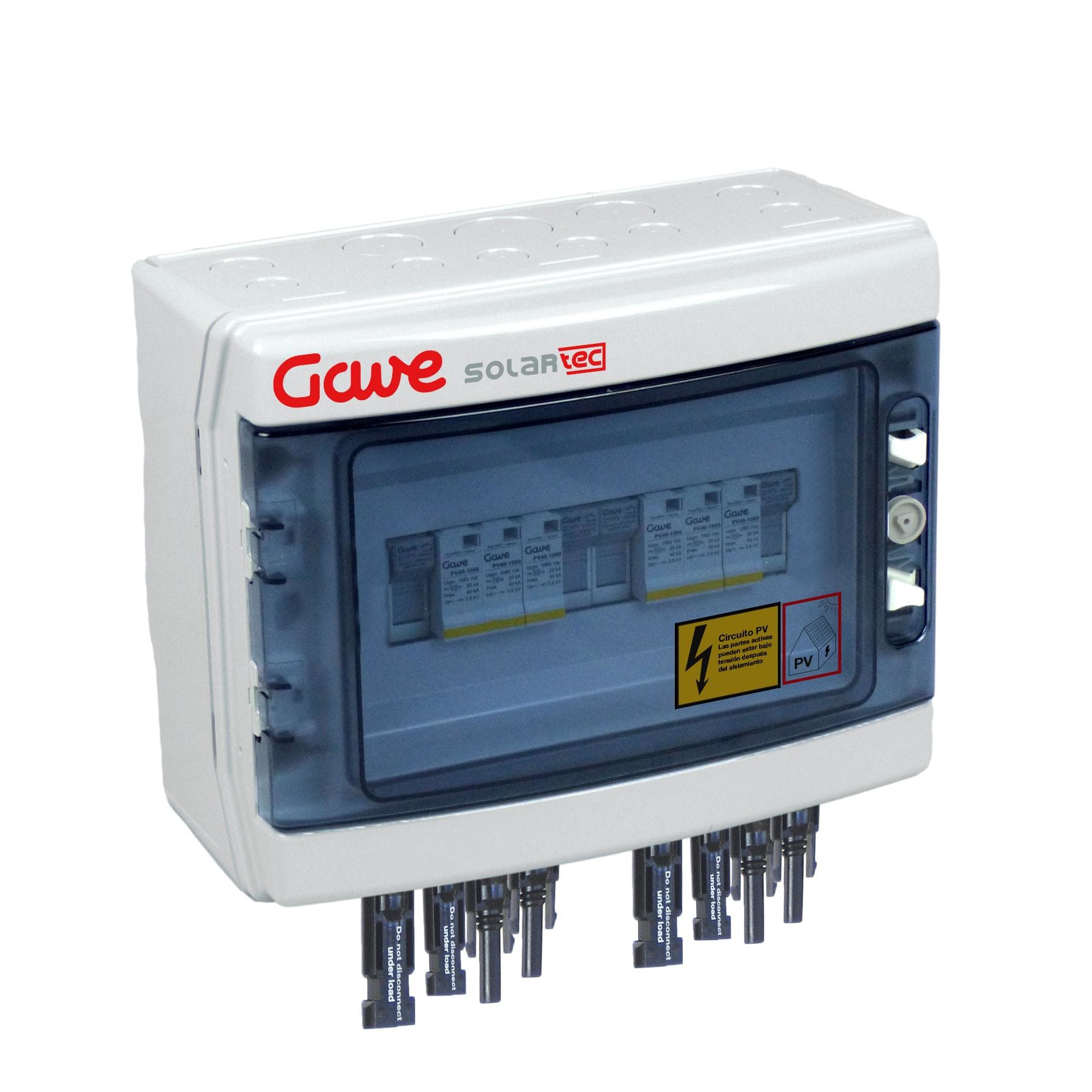 GAVE - CAJA PROTECCIÓN 1000VDC 2 MPPT (1 STRING X MPPT) FUS 15A + PST-II (2 ENT./2 SAL.) MC4