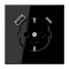 JUNG - Enchufe Schuko® con USB tipo AC serie LS negro