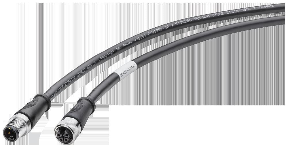 SIEMENS - Cable de conexión de potencia M12-180/M12-180 para fuente de alimentación ET 200 codificación L, 4P 10m