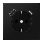 JUNG - Enchufe Schuko® con USB tipo AC serie LS negro mate