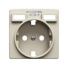 SIMON - Tapa SIMON 82 para base de enchufe schuko con 2 bocas carga USB 2.1A tipo A marfil
