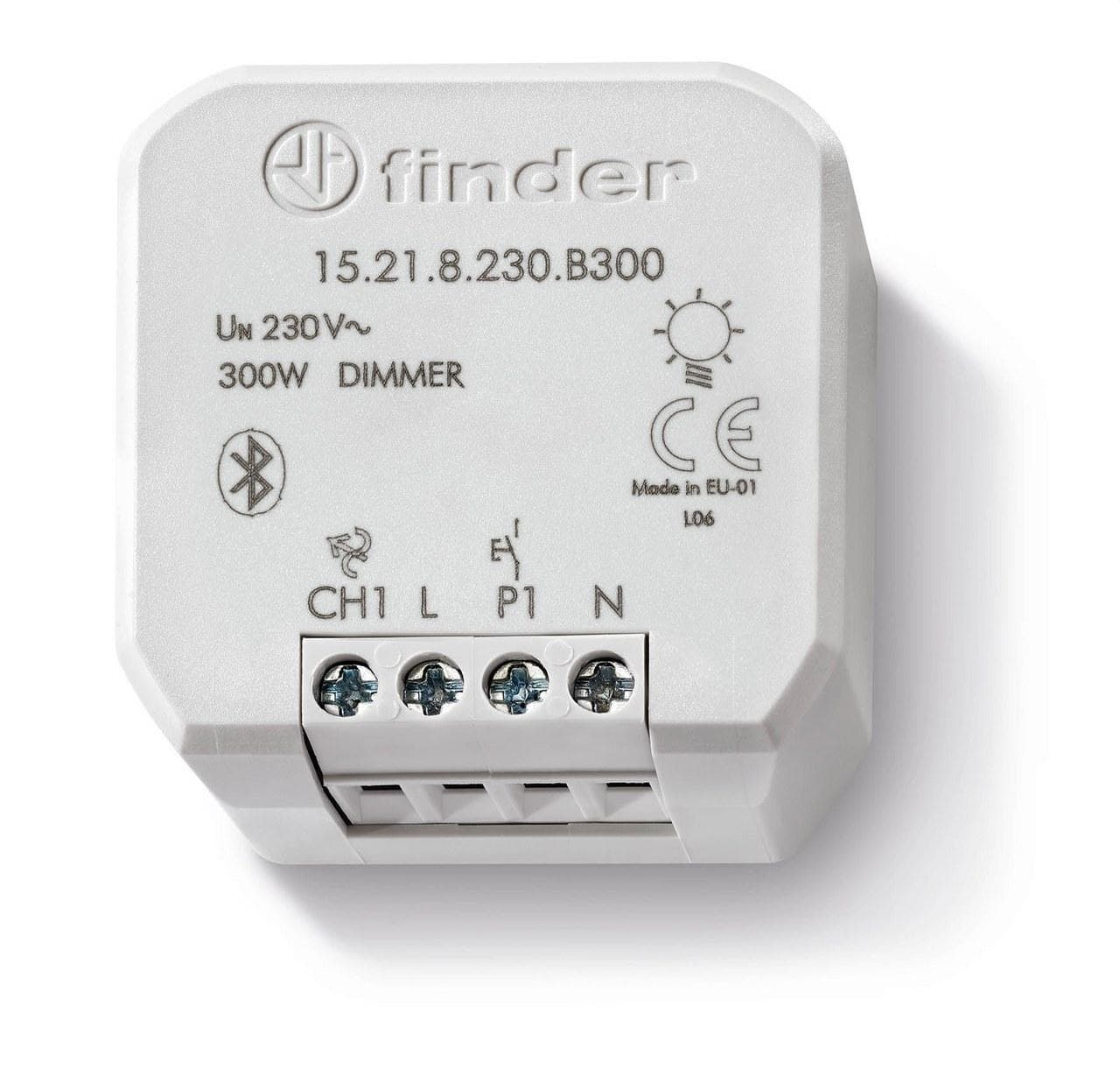 FINDER - Dimmer YESLY Bluetooth SERIE 15, montaje en caja de derivación, 1 salida carga 300W, 230V AC