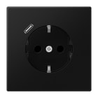 JUNG - Enchufe Schuko® con USB tipo C serie LS negro mate
