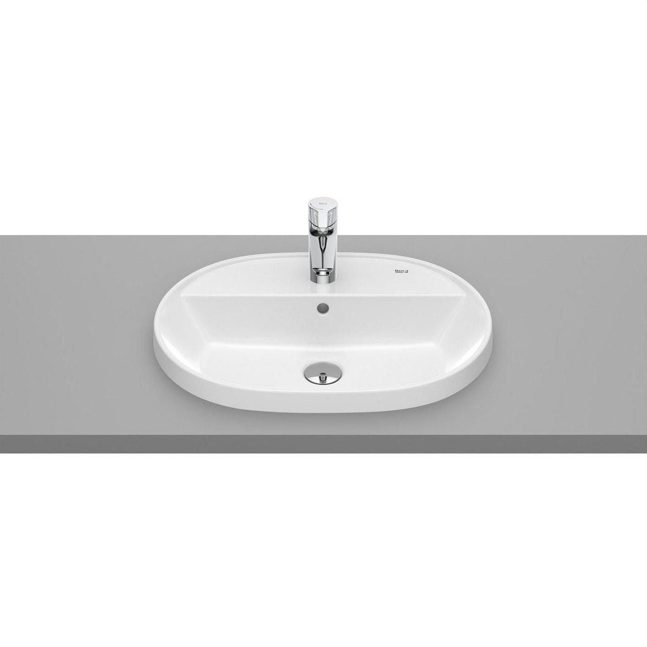 ROCA - Lavabo de encimera THE GAP 550 diámetrox40 con orificio para grifería blanco