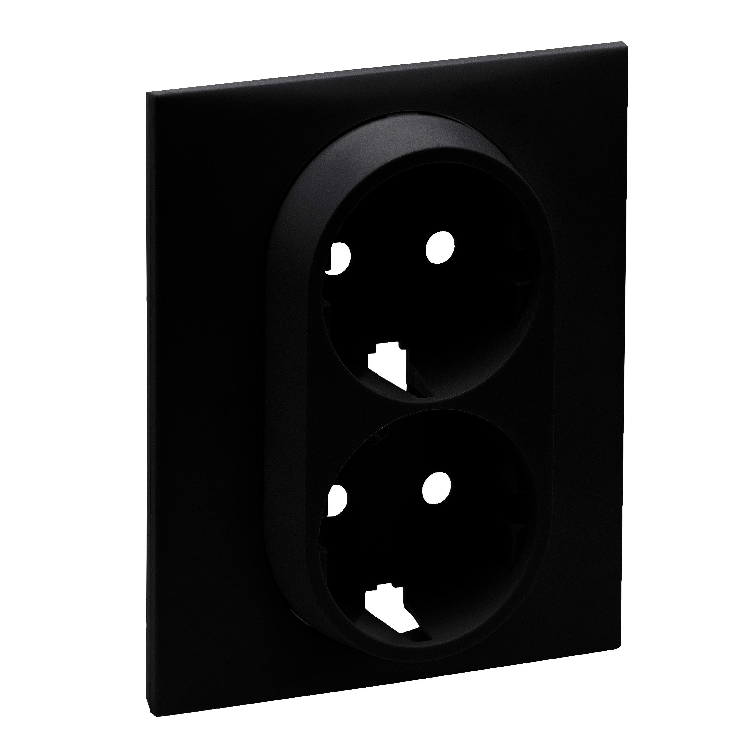 LEGRAND - Frontal Niloé Step - Base de corriente 2x2P+T - Doble - Negro mate