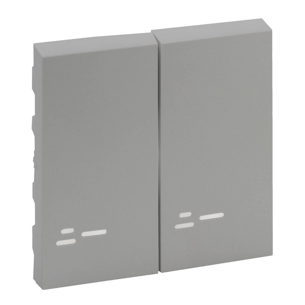 LEGRAND - Tecla Niloé Step - Doble - Con visor - Interruptor y conmutador - Aluminio