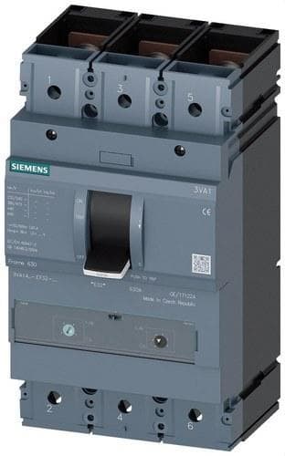 SIEMENS - Interruptor automático 3VA1 IEC tamaño 630 clase de poder de corte M ICU=55kA 415V 3 polos, protección de distribuciones TM240