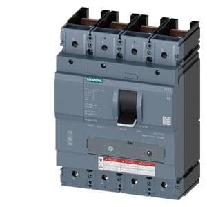SIEMENS - Interruptor automático 3VA5 UL tamaño 400 poder de corte M 35kA 480V 4P TM230, FTAM, 350A neutro no protegido sin conexión