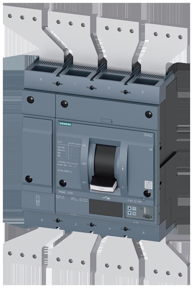 SIEMENS - Interruptor automático 3VA2 IEC 1250 clase de poder de corte H 85kA 415V 4P ETU550