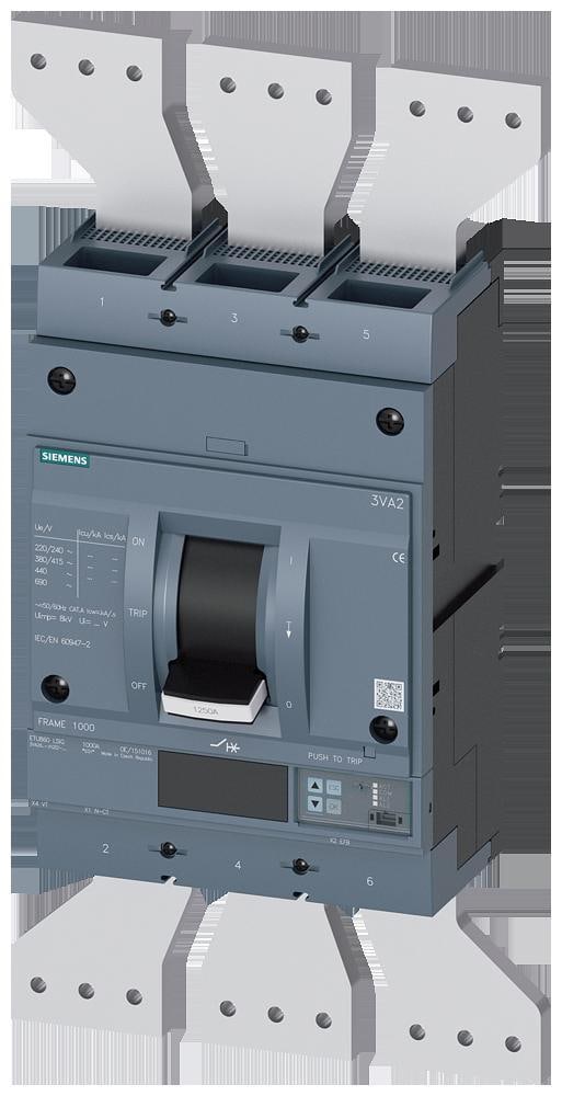 SIEMENS - Interruptor automático 3VA2 IEC 1250 clase de poder de corte H 85kA 415V 3P ETU860