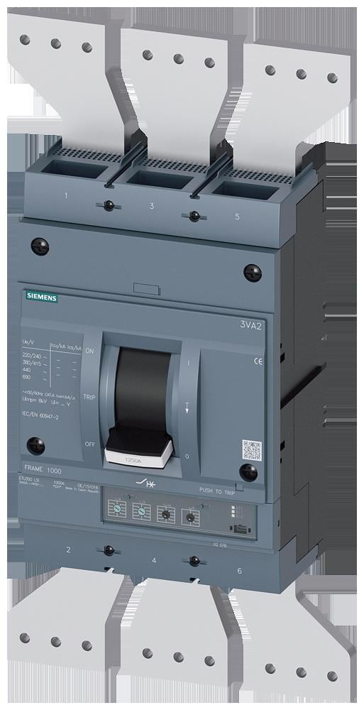 SIEMENS - Interruptor automático 3VA2 IEC 1250 clase de poder de corte C 110kA 415V 3P ETU350