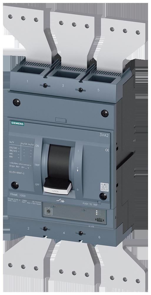 SIEMENS - Interruptor automático 3VA2 IEC 1250 clase de poder de corte H 85kA 415V 3P ETU340