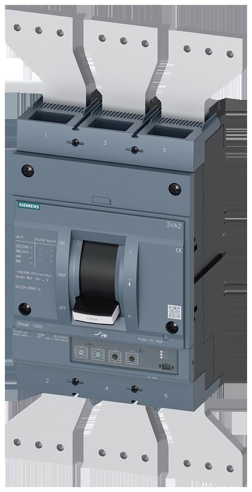 SIEMENS - Interruptor automático 3VA2 IEC 1250 clase de poder de corte H 85kA 415V 3P ETU330