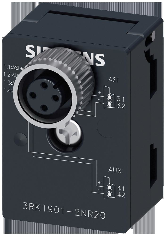 SIEMENS - Derivación M12 U_ASI y Uaux AS-Interface con conector hembra M12 IP67 / 68 / 69K, máxima 4A