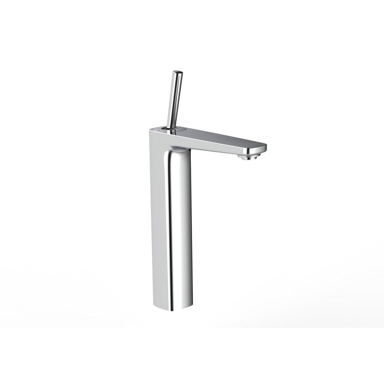 ROCA - Mezclador para lavabo de caño alto PALS cuerpo liso y enlaces de alimentación flexibles con válvula click-clack cromado