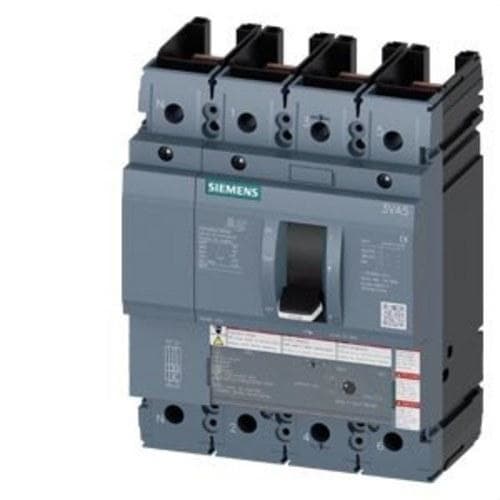 SIEMENS - Interruptor automático 3VA5 UL tamaño 250 clase de poder de corte H 65kA 480V 4P TM240 ATAM 70A 56A/70A 5/10×In