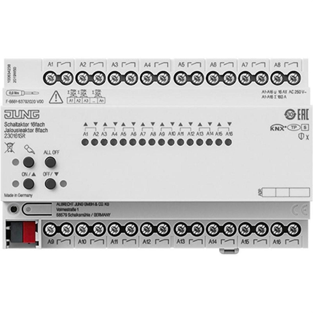 JUNG - Actuador conmutación / persianas KNX 16/8F