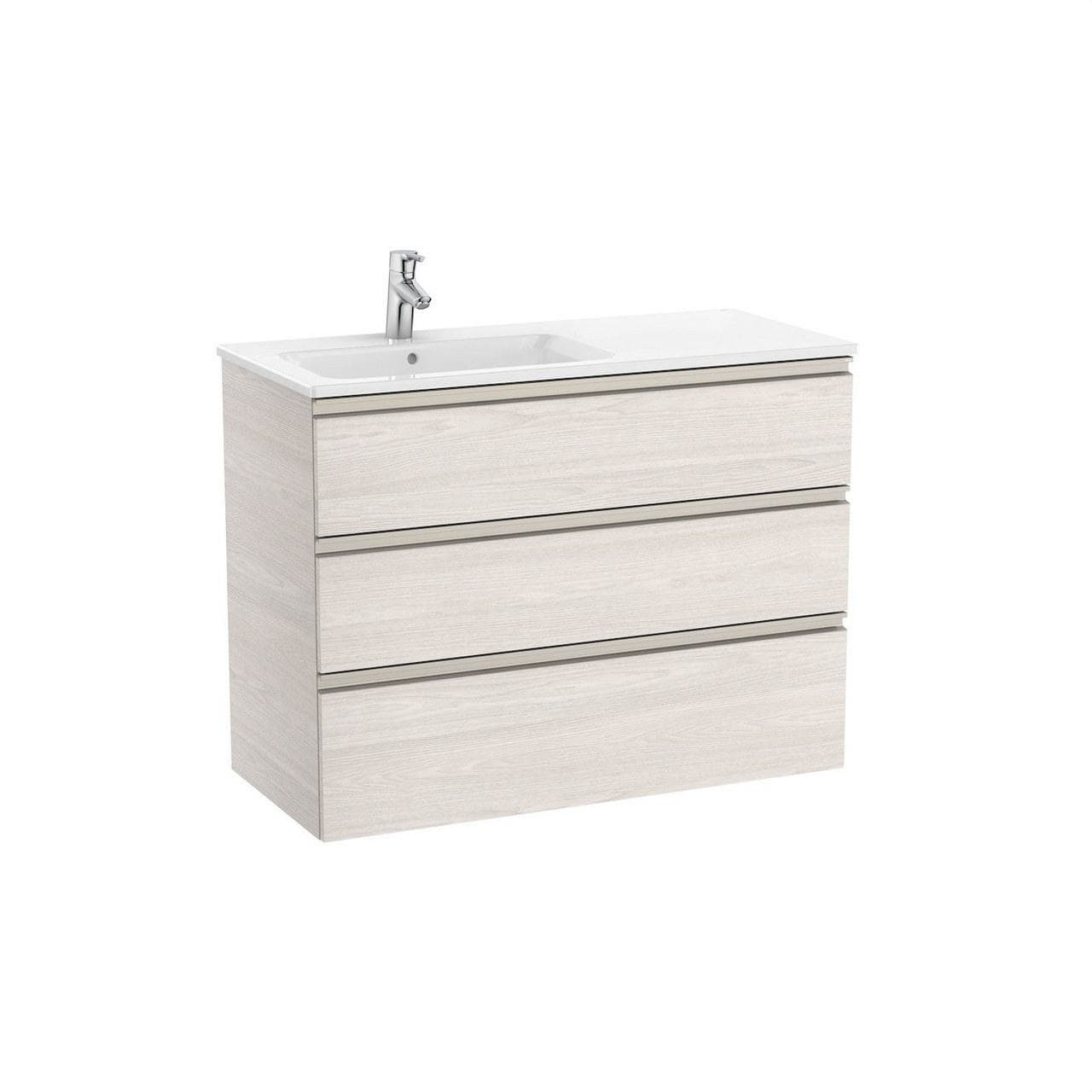 ROCA - Mueble UNIK THE GAP lavabo izquierda 1000x460 lavabo blanco tres cajones fresno nórdico