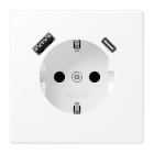 JUNG - Enchufe Schuko® con USB tipo AC serie LS blanco mate